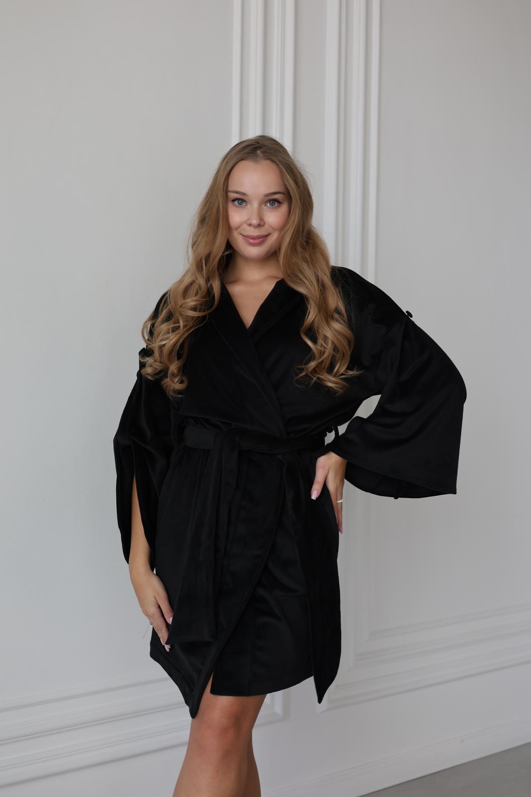 Жіночий плюшевий халат з велюру