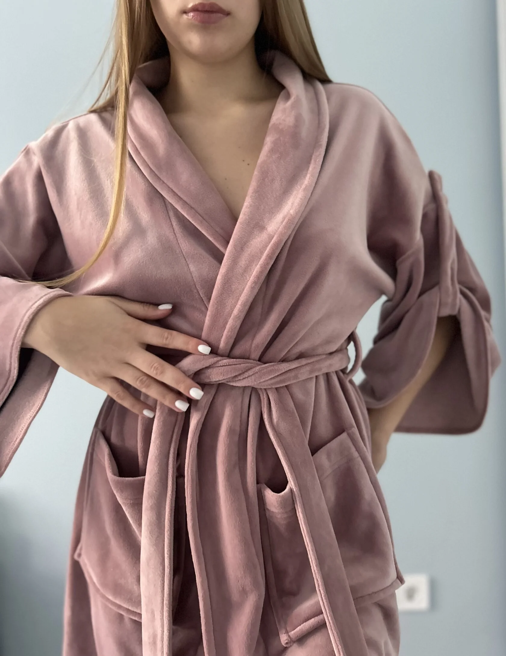 Жіночий плюшевий халат з велюру