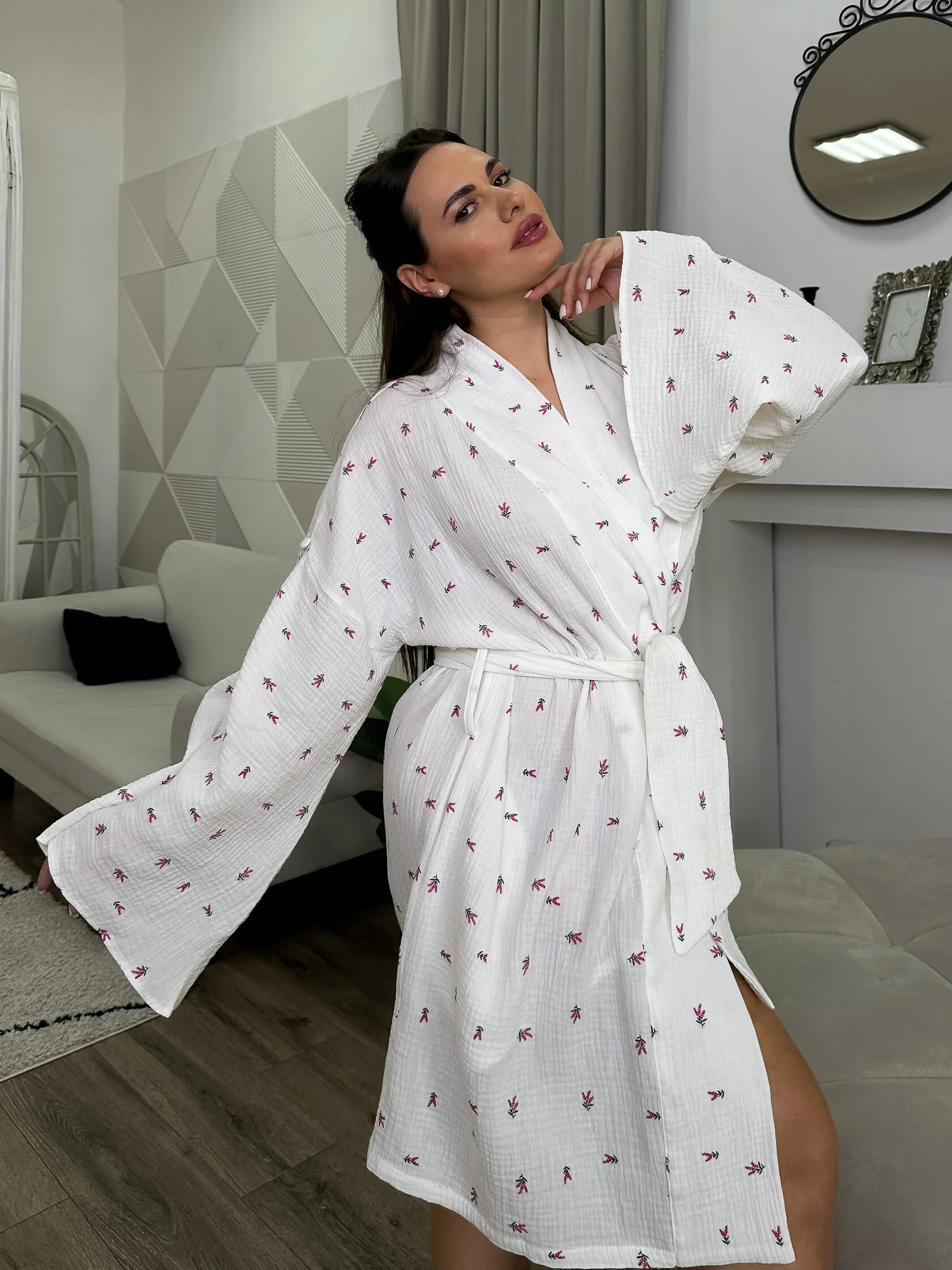 Жіночий халат-кімоно з мусліну