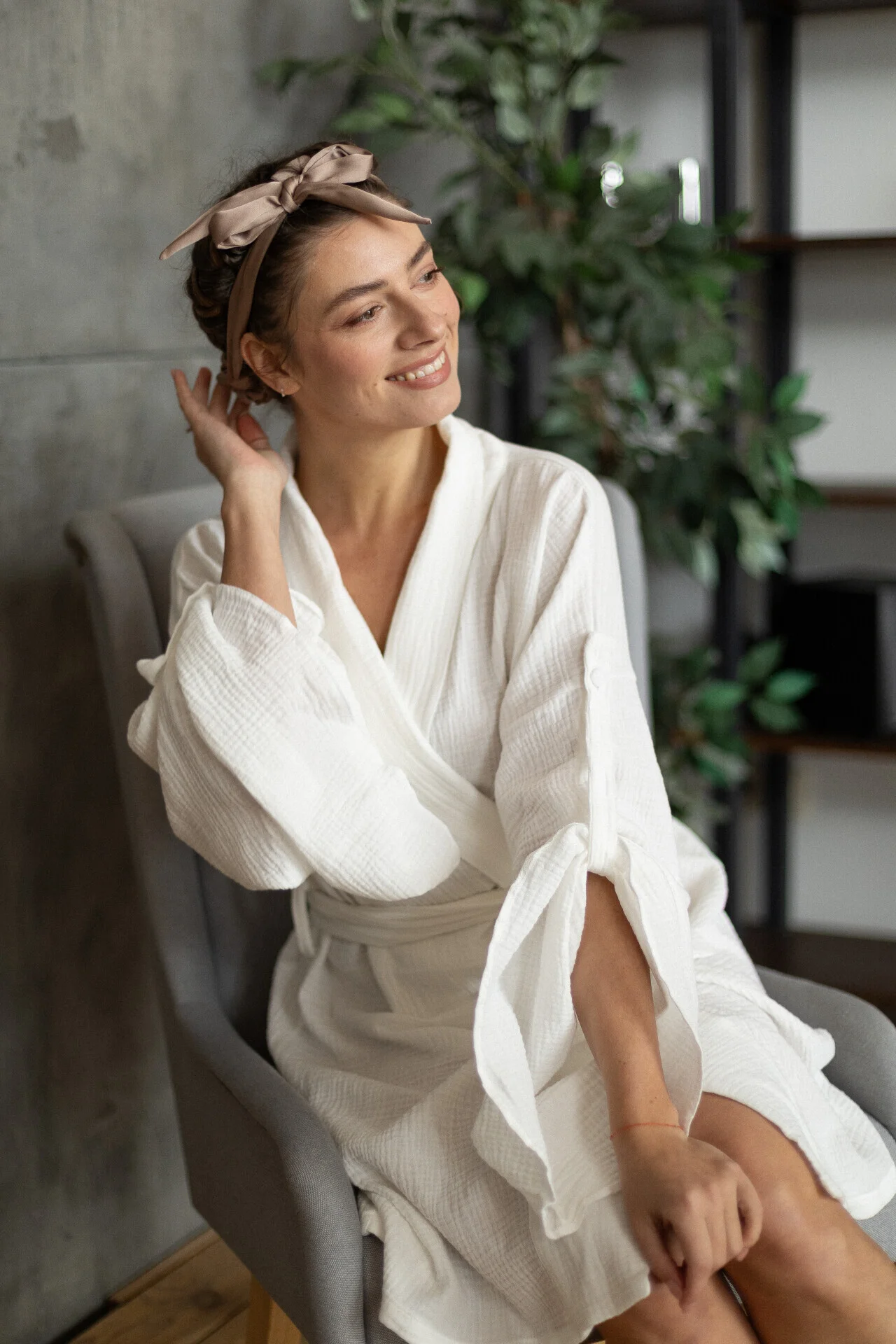 Жіночий халат-кімоно з мусліну