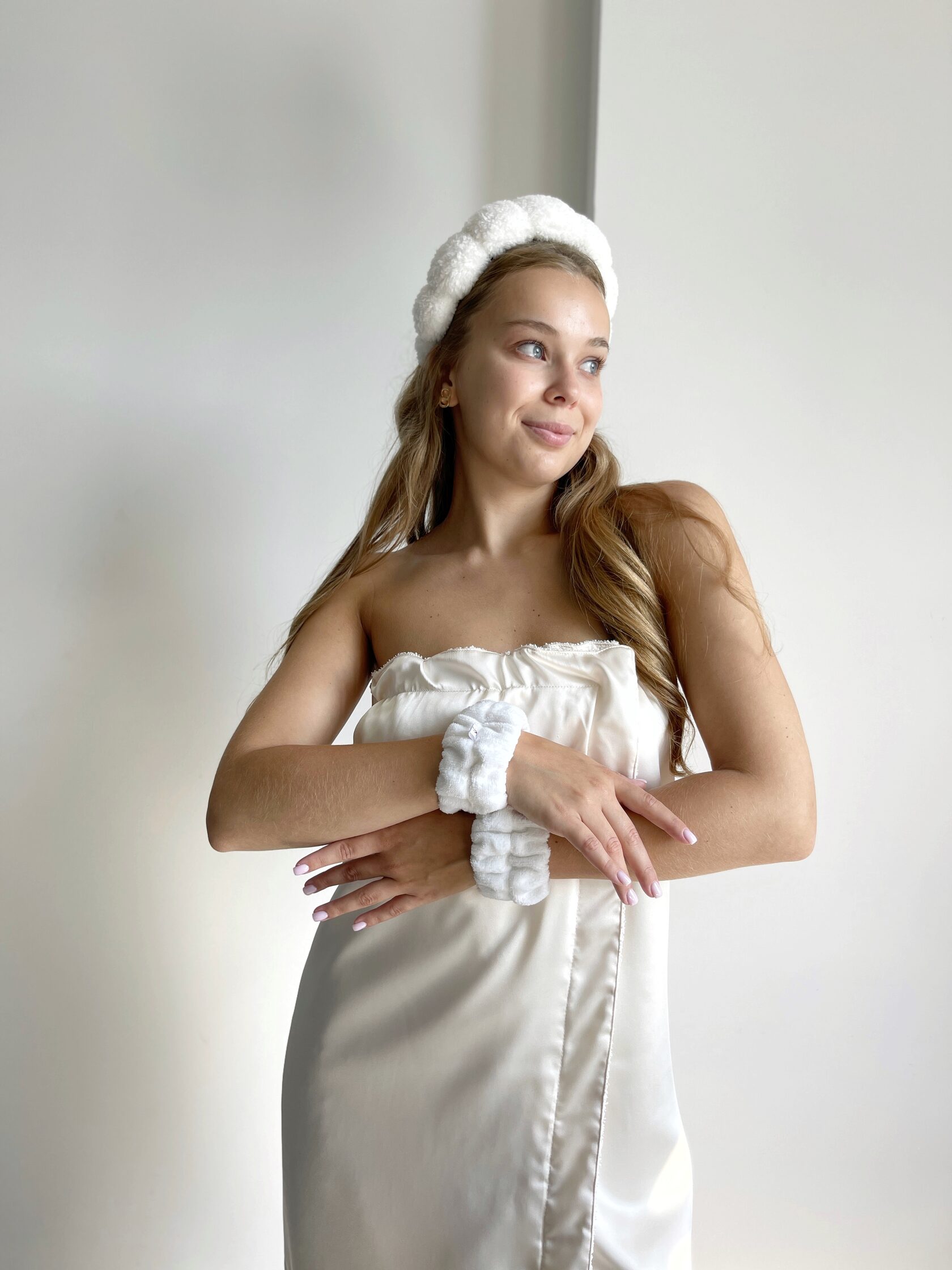 Рушник-тюрбан для тіла на застібці, Набір для вмивання з обручем