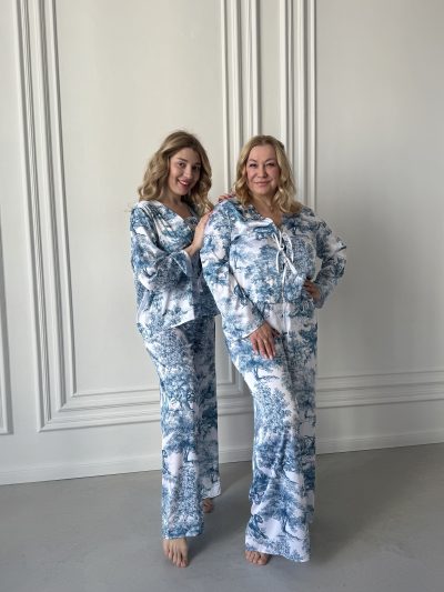 Сатинова піжама 3в1 зі штанами